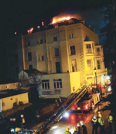 Hotel inferno over 100 firefighters battle horrific Bank Holiday