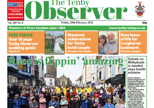 Example front cover of the Tenby Observer