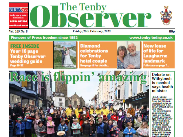 Example front cover of the Tenby Observer