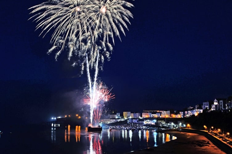 Fireworks over Tenby harbour