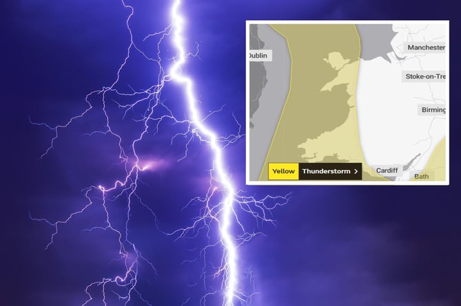 Thunderstorm warning for west Wales this evening 