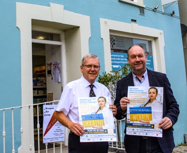 MS meets Pembrokeshire pharmacist to support Ukrainian aid campaign