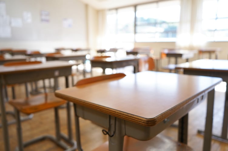 School classroom with blackboard