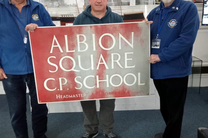 Albion Square School Sign On View At Pembroke Dock Heritage Centre Tenby Uk 4375