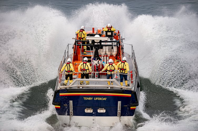 Tenby lifeboat launch