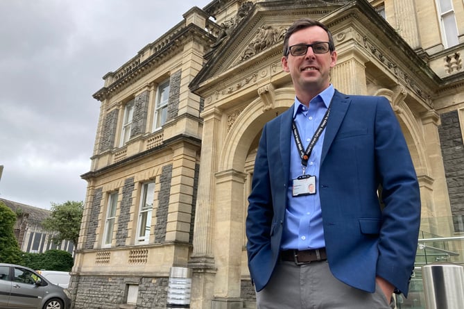 Carmarthenshire Council leader, Cllr Darren Price, outside Llanelli Town Hall (pic by Richard Youle and free for use for all BBC wire partners)