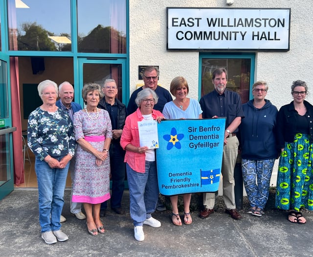 East Williamston Community Hall Association becomes Dementia Friendly