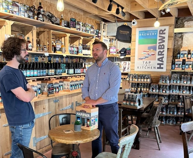 Senedd Member raises a glass to success of Tenby brewery