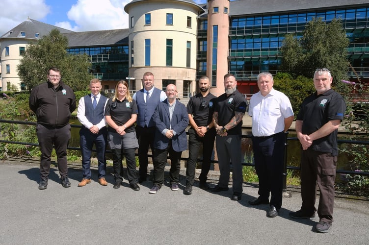 Officers from WISE with Cllr Rhys Sinnett and Marc Owen, Street Care Manager