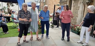 Dancing at Tenby St Johns Church Teddy Bears Picnic afternoon tea