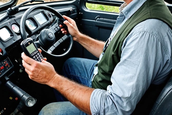 Tractor driver on phone