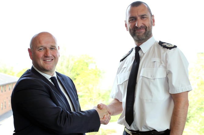Police Crime Commissioner Dafydd Llywelyn with Chief Constable Dr. Richard Lewis