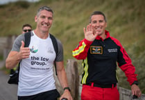 Former Wales rugby star completes 'Hooky's Hike' from Tenby to Mumbles