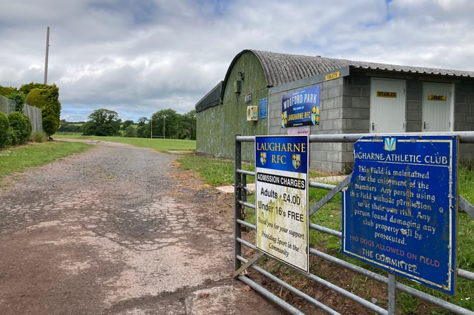 The entrance to playing fields maintained by Laugharne Athletic Club