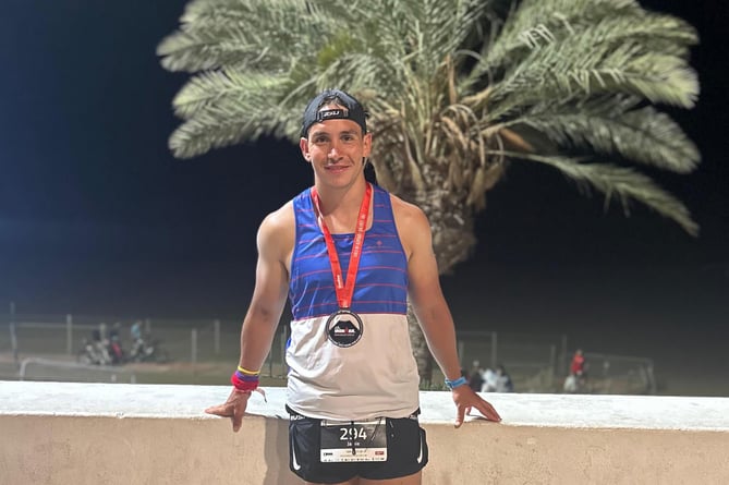 Jamie Davies after completing Ironman Lanzarote for the Thin Blue Paw Foundation retired police dogs charity