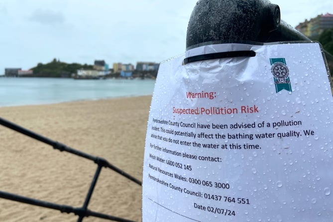 Pembrokeshire County council installed signage to alert members of the public of the possible pollution impact at Tenby South Beach, Castle Beach, Tenby North Beach and Penally Beach.