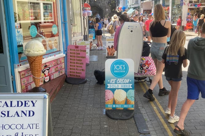 A board pavements Tenby