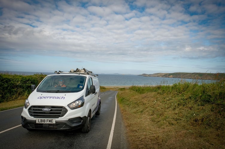 Openreach Van on road newgale