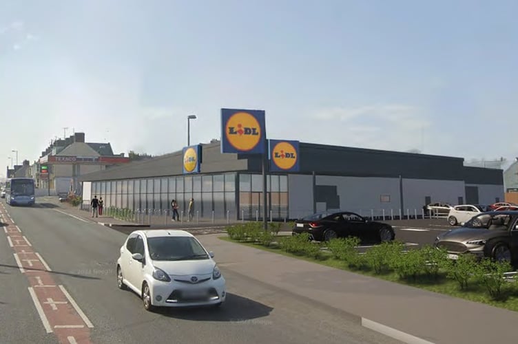 An artist impression of the plans for a new Lidl in Milford Haven. Picture: htcarchitects