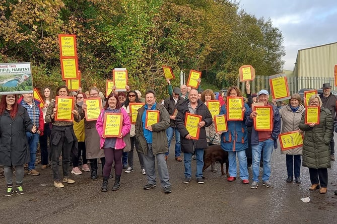 Protesters at a quarry site visit by Carmarthenshire Council\'s planning committee on October 22 (pic by Sean Kirwan and free for use for all BBC wire partners)