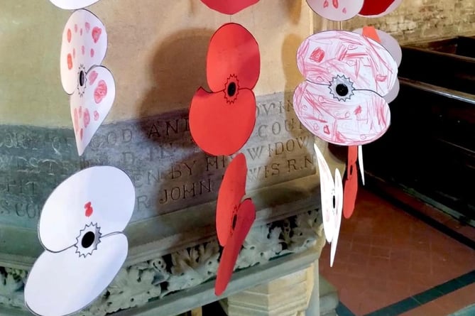 A visual and thoughtful display at St Andrews in Narberth featuring over 200 bespoke poppies produced by local school children, is one of the ways the town is marking remembrance events over the weekend.