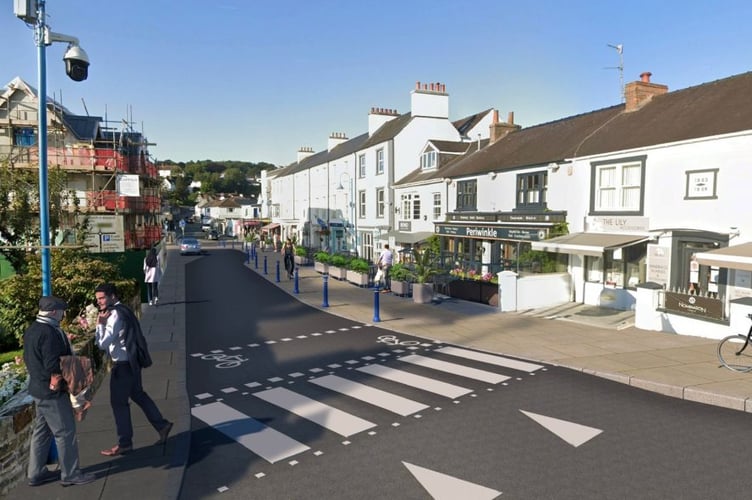 An artist's impression on Pembrokeshire County Council's potential plans for the centre of Saundersfoot.