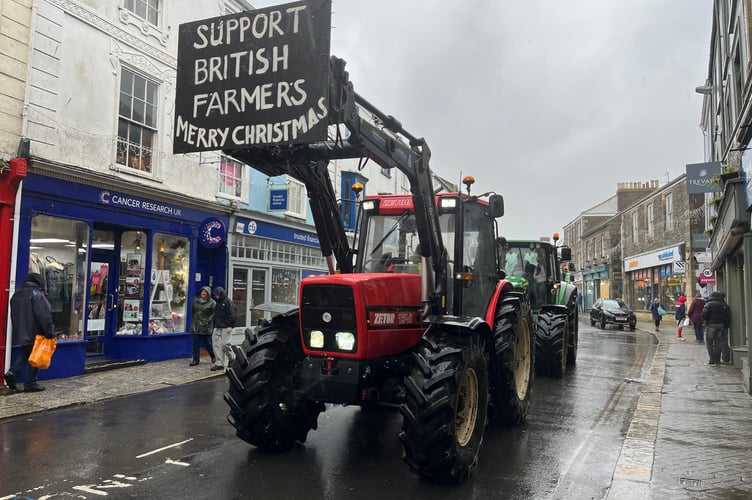 Tractors in Truro city centre in protest at changes to farmers' inheritance tax