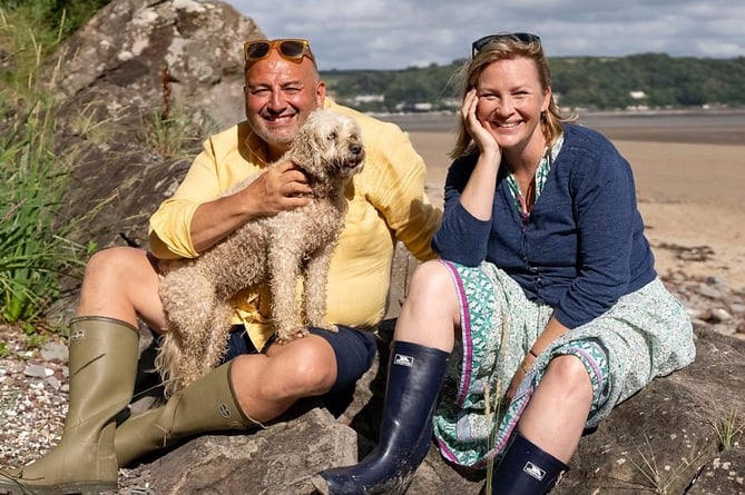 Joanna and Wynne with his dog Ginny